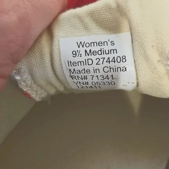 LL Bean Red Canvas Boat Shoes Women's Size 9 1/2 - Picture 5 of 6